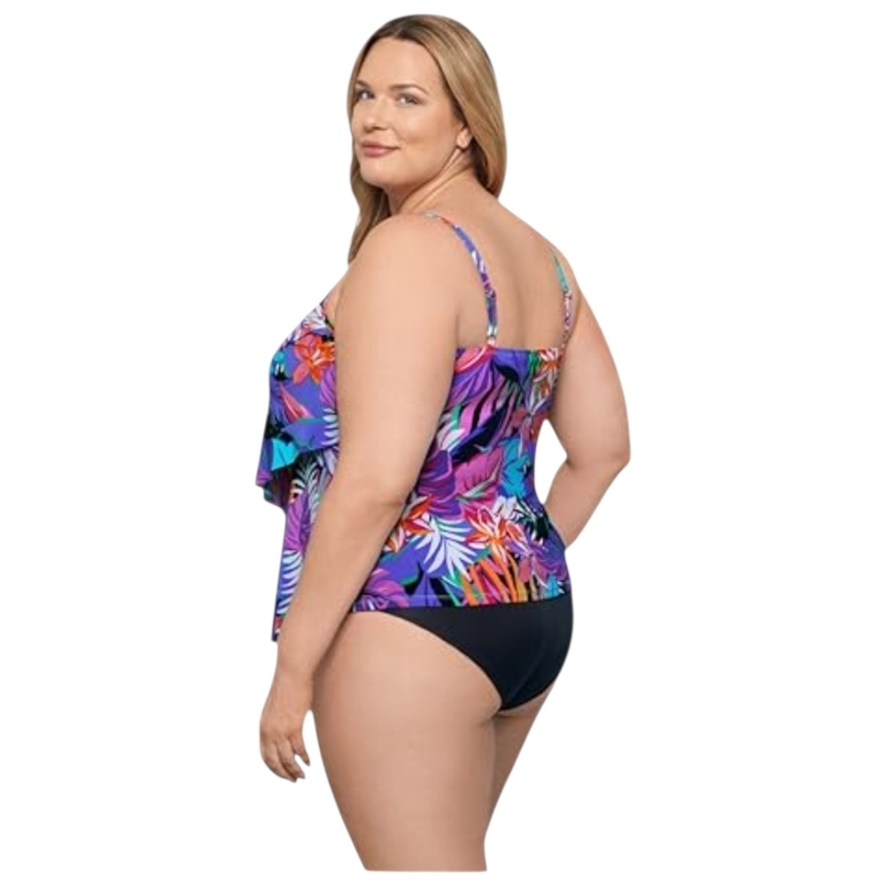 AQUA GREEN - XL Colorful Floral Tankini - Picture 3 of 10